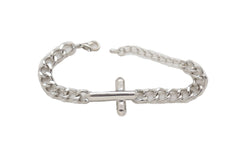 Silver Metal Chain Bracelet Cross Charm Weekend Accessory