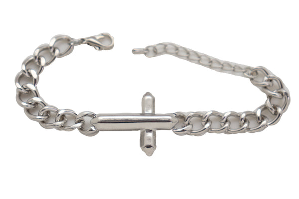 Brand New Women Silver Metal Chain Bracelet Cross Charm Fashion Jewelry Weekend Accessory