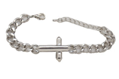 Silver Metal Chain Bracelet Cross Charm Weekend Accessory