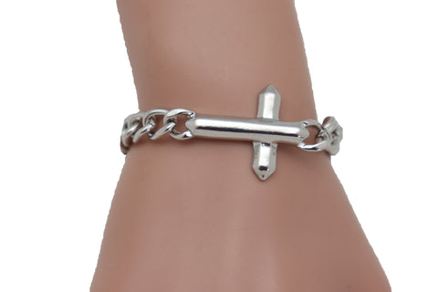 Brand New Women Silver Metal Chain Bracelet Cross Charm Fashion Jewelry Weekend Accessory