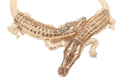 Bling Fashion Fancy Necklace Gold Metal Chain Crocodile Alligator Pendant