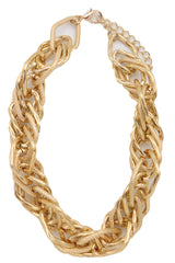 Gold Metal Chunky Link Short Necklace