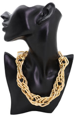 Gold Metal Chunky Link Short Necklace