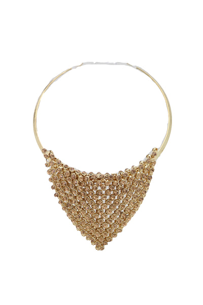 Women Gold Metal Choker Bib Strand Jewelry Fashion Necklace Bling Mesh Elegant Fancy Style