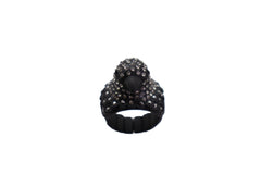 Black Color Metal Ring Bird Head Eagle Elastic Band Bling One Size Fits All