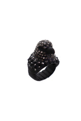 Black Color Metal Ring Bird Head Eagle Elastic Band Bling One Size Fits All