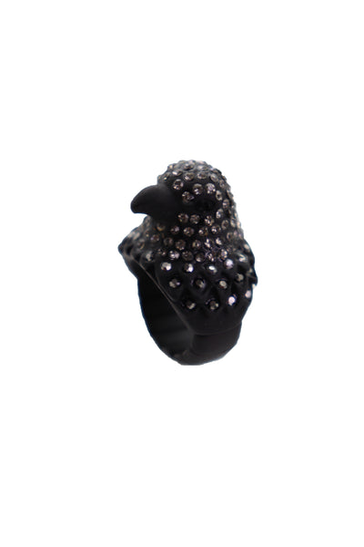 Brand New Women Black Color Metal Ring Bird Head Eagle Fashion Jewelry Elastic Band Bling One Size Fits All