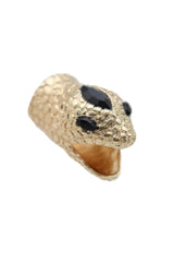 Gold Metal Bling Ring Snake Head Animal Bold Look Size 7.5