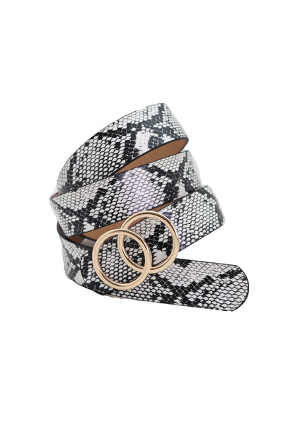 Brand New Women Black Snake Print Skinny Waistband Fashion Belt Gold Metal Buckle Fit L XL