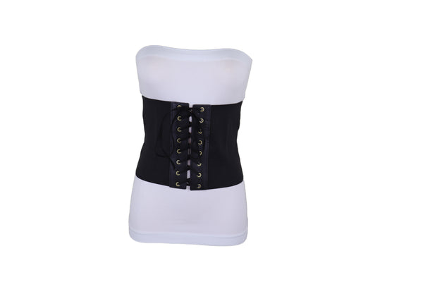 Brand New Women Black Corset Extra Wide Elastic Slim Fit Waistband Fashion Belt Size S M