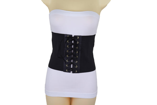 Brand New Women Black Corset Extra Wide Elastic Slim Fit Waistband Fashion Belt Size S M