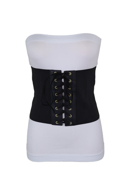 Brand New Women Black Corset Extra Wide Elastic Slim Fit Waistband Fashion Belt Size S M