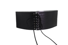 Wide Black Corset Western Fashion Belt Faux Crocodile Leather M