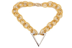 Fashion Necklace Gold Metal Chain Links Silver Triangle Pendant Geometric